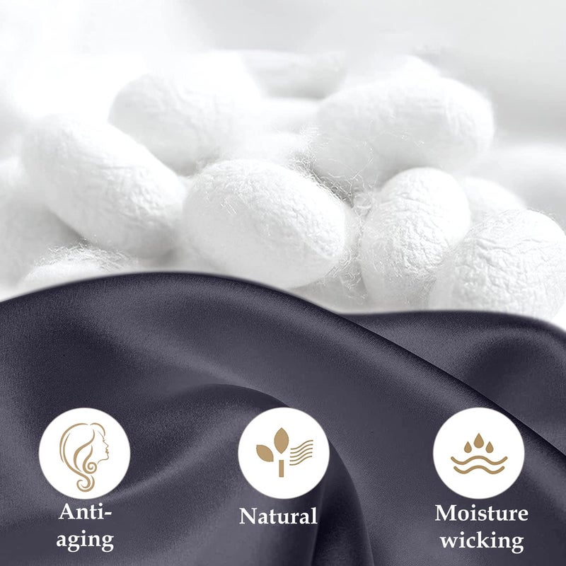 INSSL Silk Pillowcase for Women, Mulberry Silk Pillowcase for Hair and Skin and Stay Comfortable and Breathable During Sleep (Queen, Dark Grey) - Image 4
